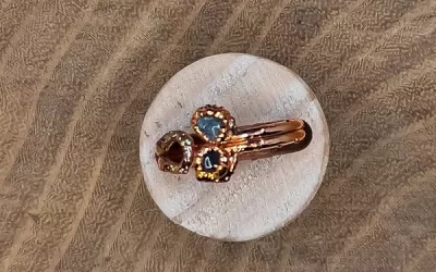 Anello ametista e acquamarina