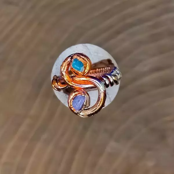 anello con amazzonite e ametista