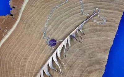Collana piuma con ametista
